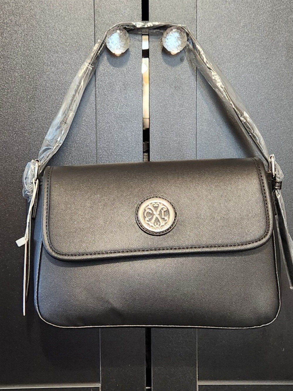 CXL By Christine Lacroix- Karen Caviar" Black Shoulder Bag. NWT